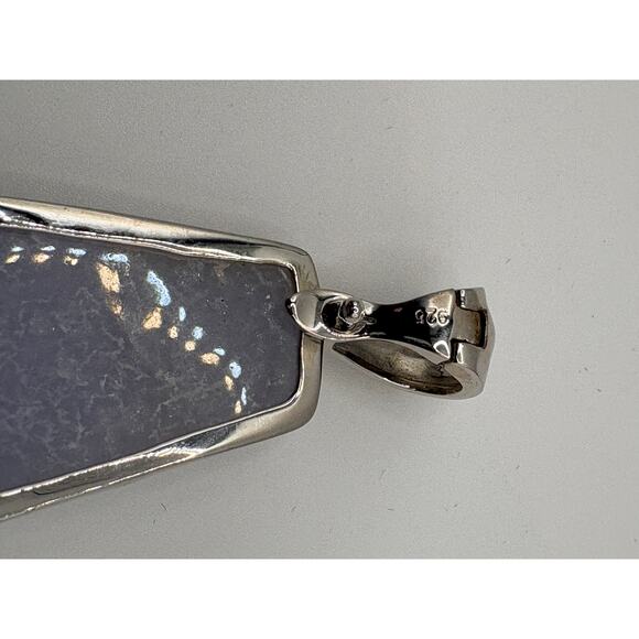 Sterling Silver Light Purple Druzy Agate Peridot 2" Pendant - Picture 6 of 16